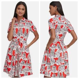 Karl Lagerfeld Paris Women'sPrinted Shirtdress. NWOT Size 6